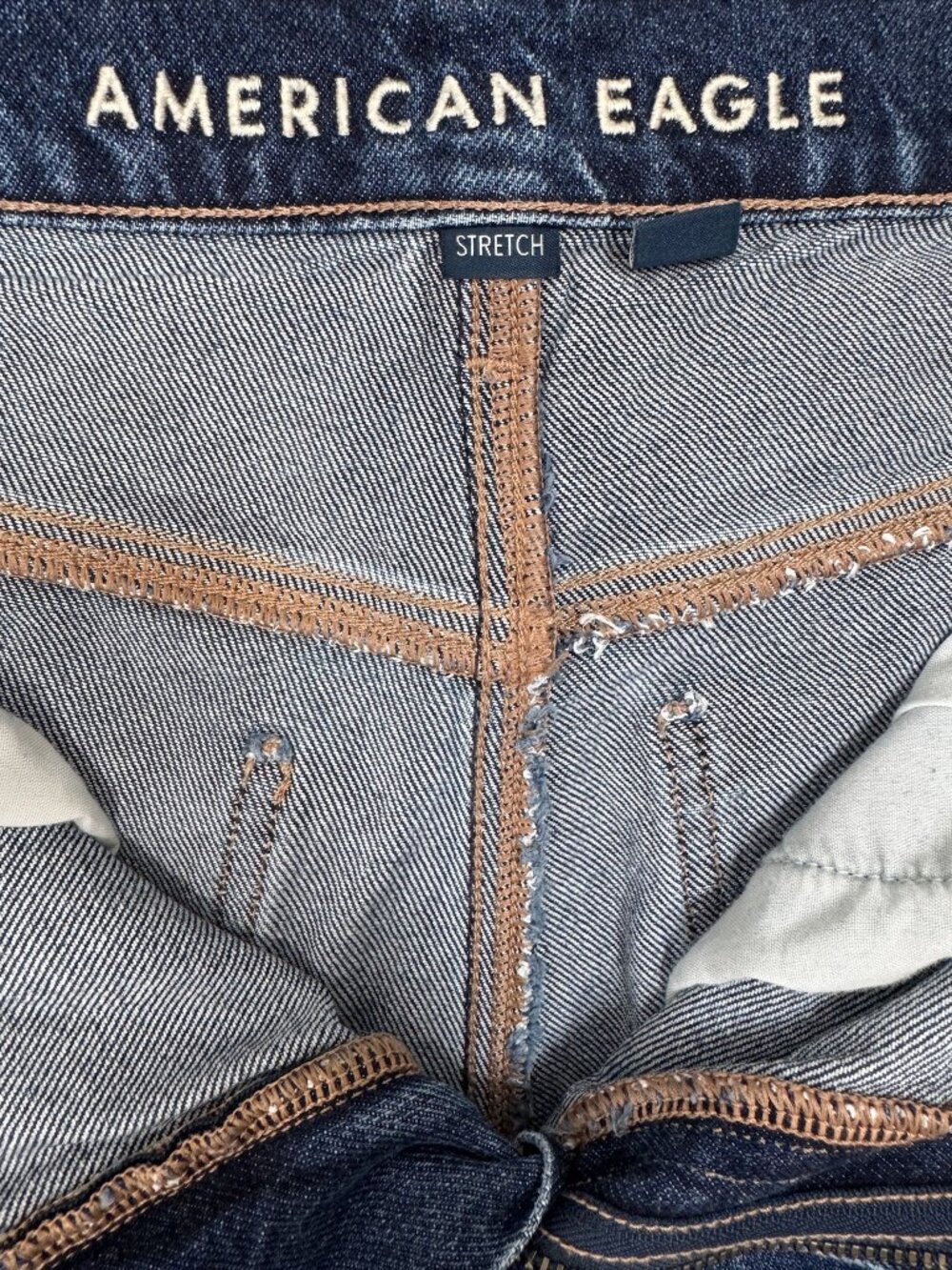 American Eagle Super High Rise Straight Jeans Women’s 8 Long Blue Stretch - Picture 6 of 10